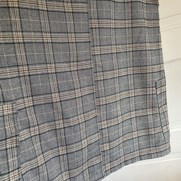 Overall grey gray plaid dress button down with pockets - Picture 6 of 11